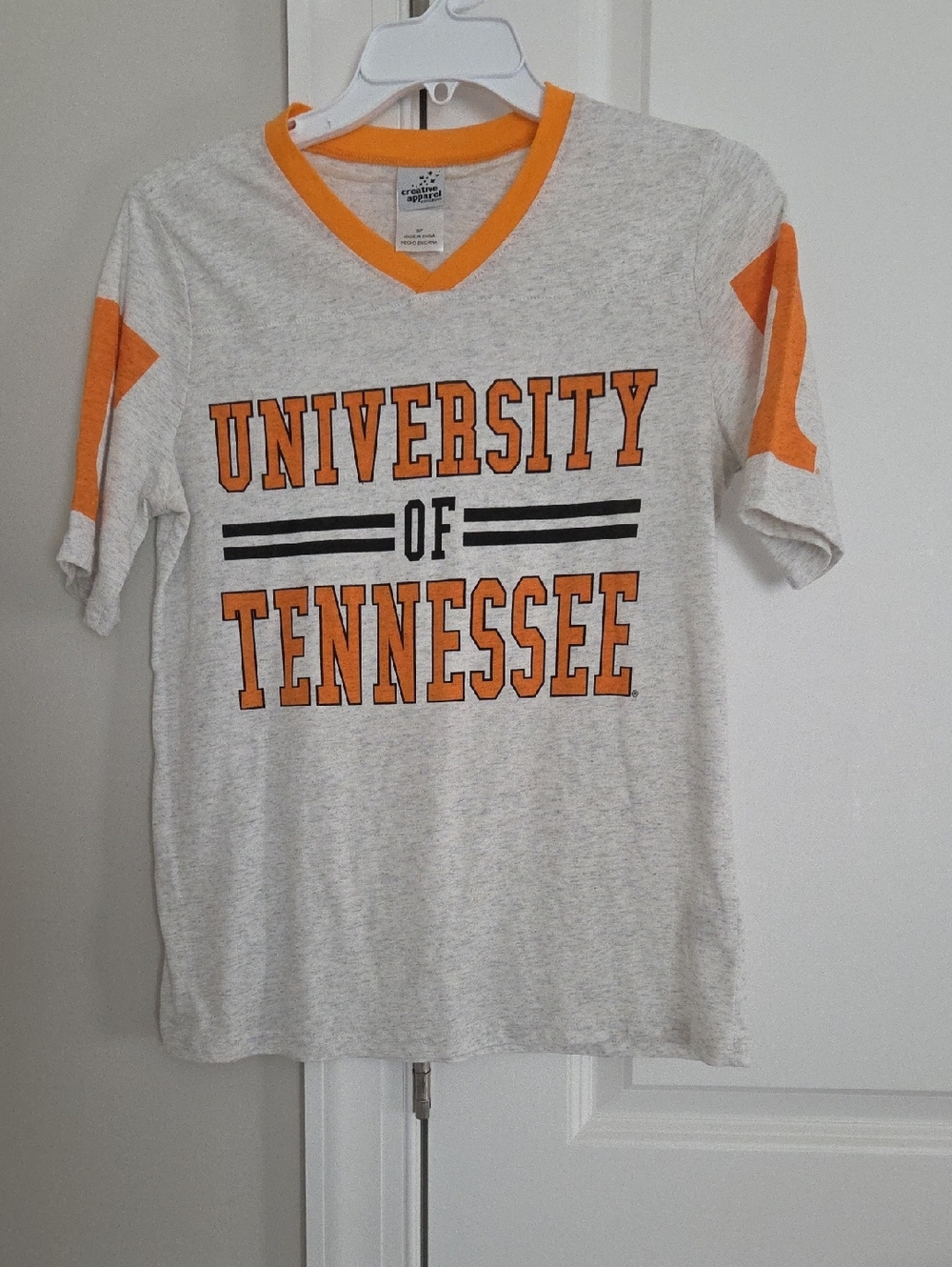 Creative Apparel Concepts Heather Gray V-Neck Tee with Orange Trim